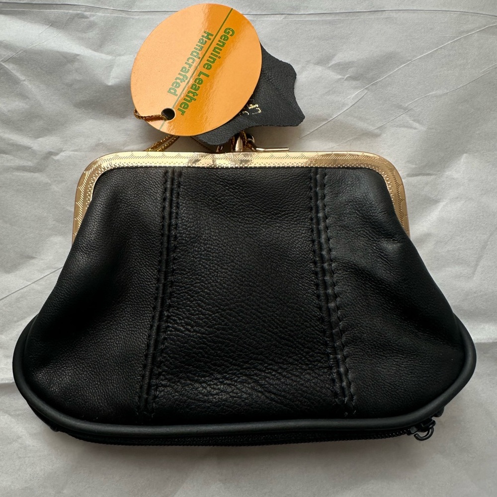 Black Leather Coin Pouch